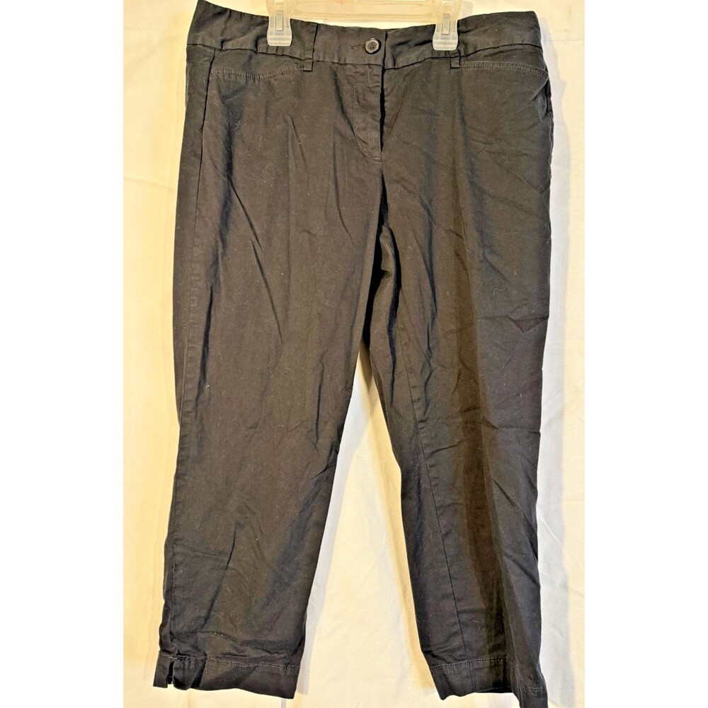 Ann Taylor Black Crop Pants Boho Scandi Classic Office Women's 12 Capsule Goth